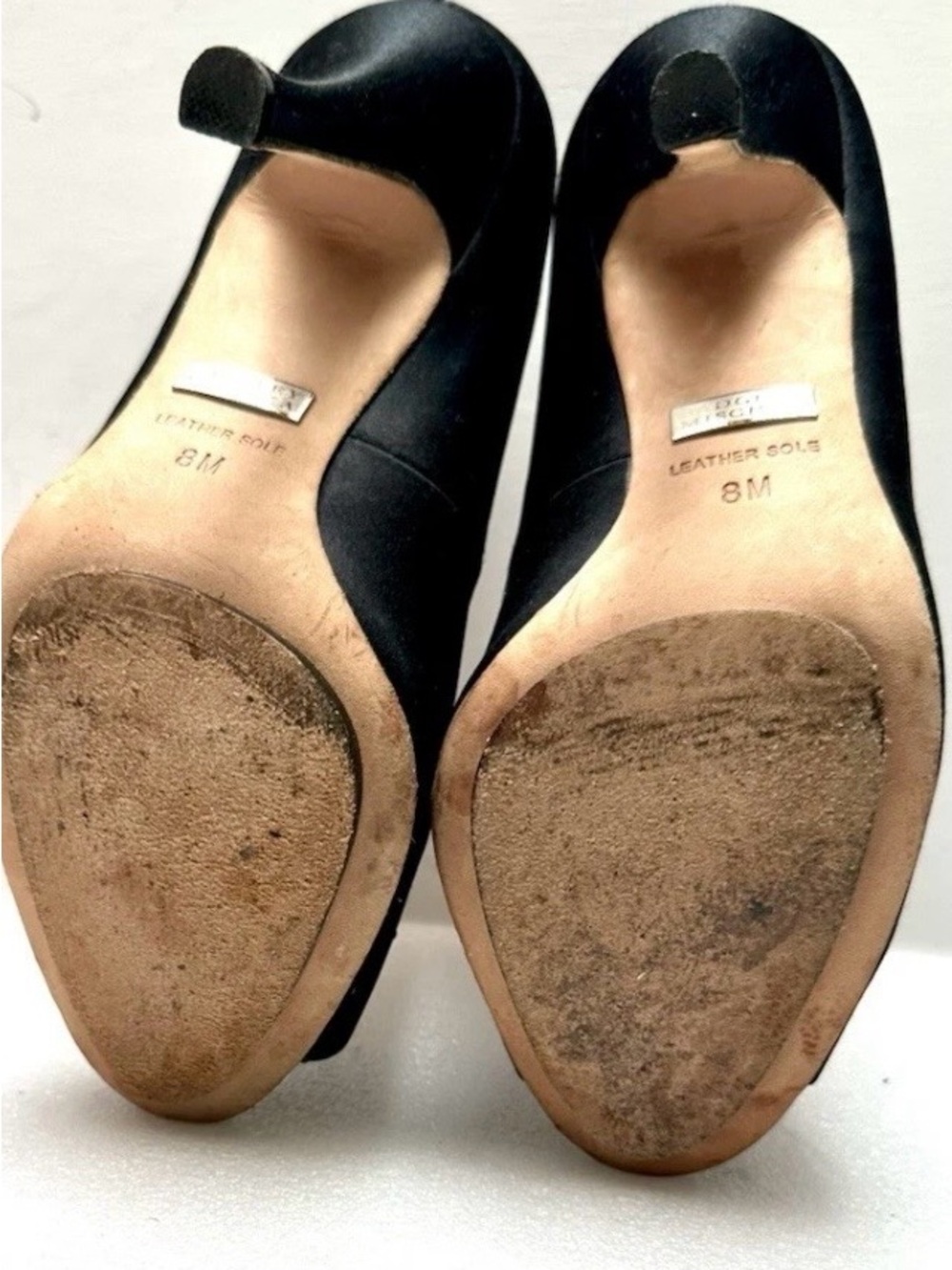 Badgley Mischka Monique Black Satin Open Toe Pumps Stiletto Shoes Black Size 8 - Picture 8 of 9